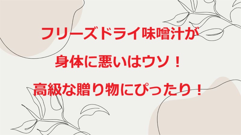 フリーズドライ味噌汁身体に悪いはウソ