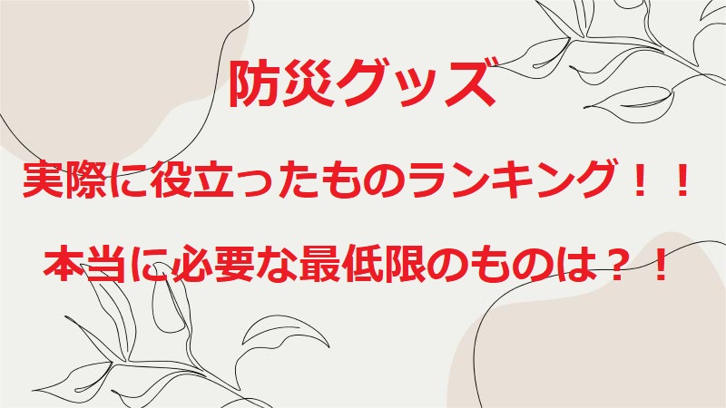 防災グッズ実際に役立ったものランキング